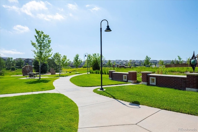 view of home's community with a yard