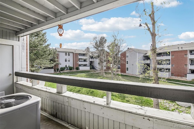 balcony with central AC unit