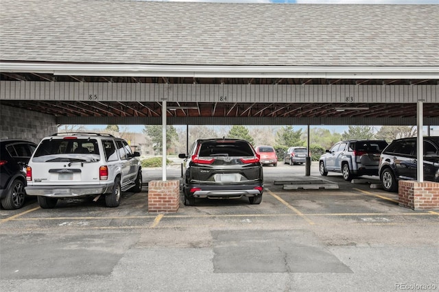 view of covered parking lot
