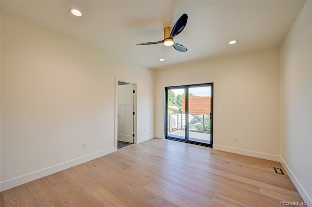 717 Marquette Ave, Buena Vista, CO 81211 - empty room featuring a ceiling fan, light wood-style floors, and recessed lighting