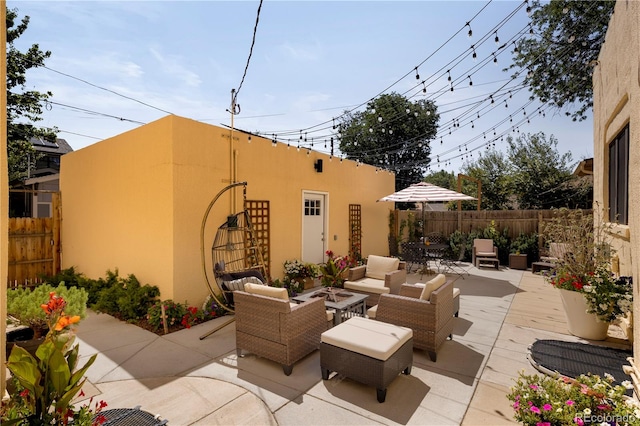 view of patio / terrace featuring an outdoor living space