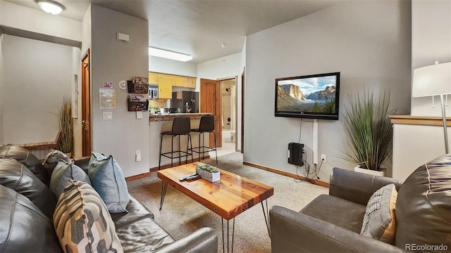 living room featuring carpet