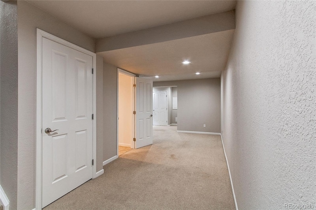 13241 Heart Lake Way, Broomfield, CO 80020 - hall featuring recessed lighting, light carpet, and a textured wall