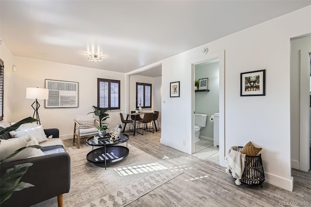 living room with hardwood / wood-style flooring