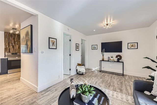 living room featuring light wood-type flooring