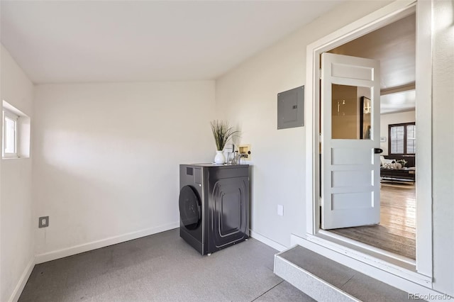 laundry room with washer hookup and electric panel