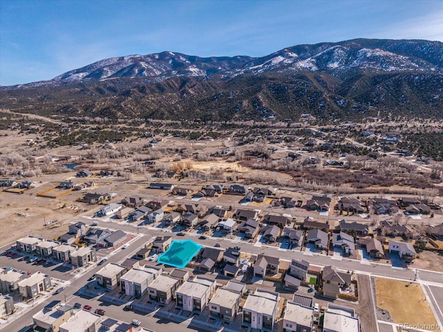 aerial view with a residential view and a mountain view