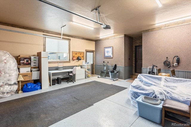 garage with a garage door opener