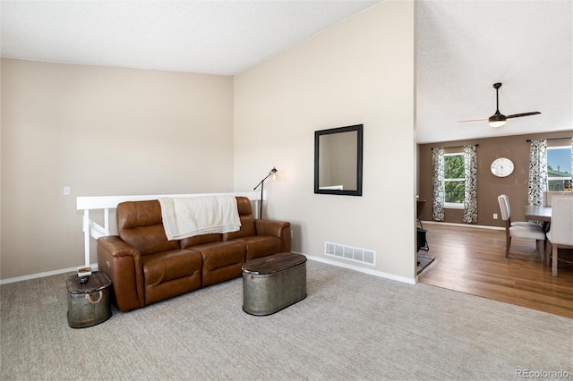 8804 Lariat Loop, Elizabeth, CO 80107 - living room featuring ceiling fan and carpet flooring