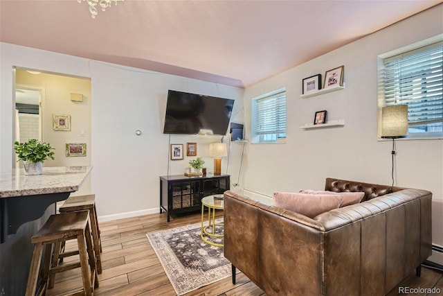 living room with hardwood / wood-style flooring