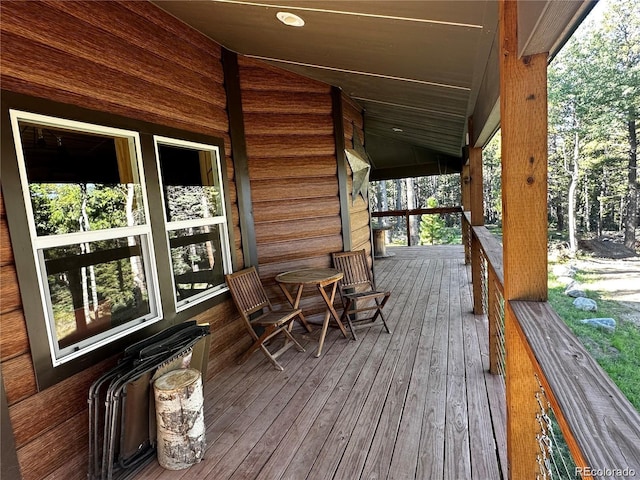 wooden deck with covered porch