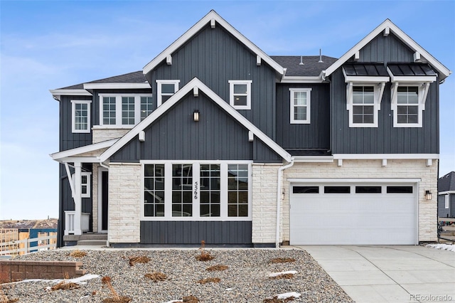 view of front facade featuring french doors and a garage