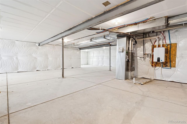 basement with water heater