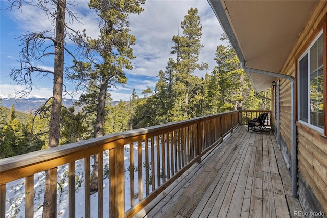 deck with a mountain view