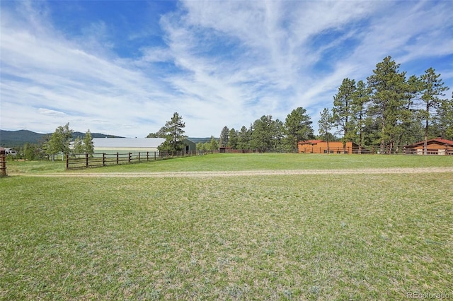 view of yard featuring a mountain view and a rural view