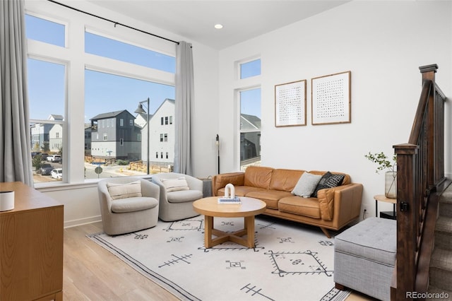 living room featuring light wood-type flooring