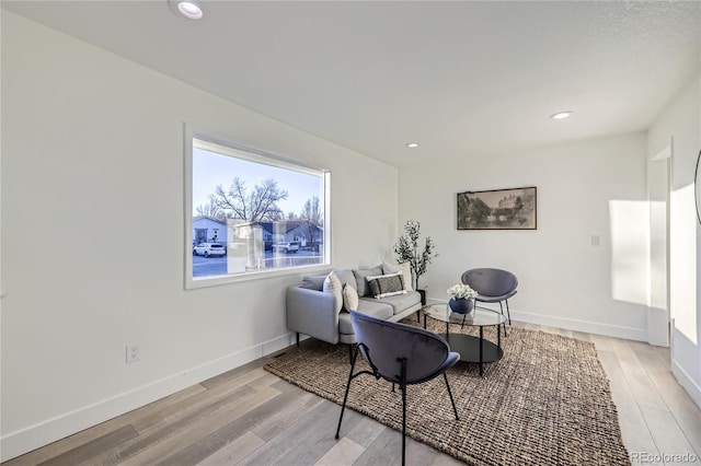 living area with light wood-type flooring