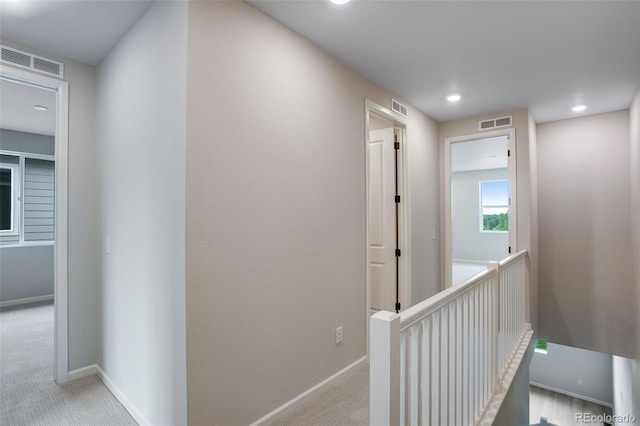 1418 Hudson Pl, Longmont, CO 80501 - corridor with an upstairs landing, carpet flooring, and recessed lighting