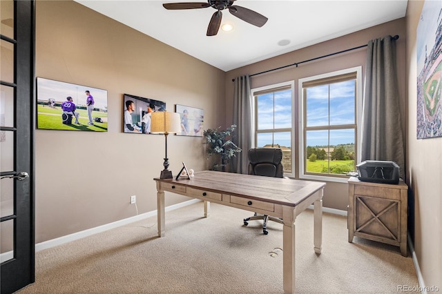 6303 Ellingwood Point Pl, Castle Rock, CO 80108 - office area with carpet flooring and ceiling fan