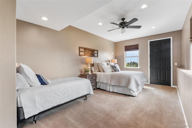 6303 Ellingwood Point Pl, Castle Rock, CO 80108 - bedroom featuring recessed lighting, carpet floors, and a ceiling fan