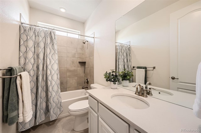 14521 Vancouver Pl, Parker, CO 80134 - bathroom featuring shower / bath combo, vanity, and toilet