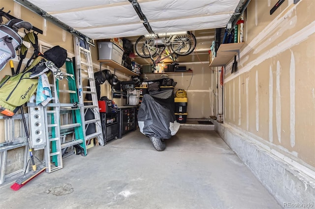 storage room with a garage