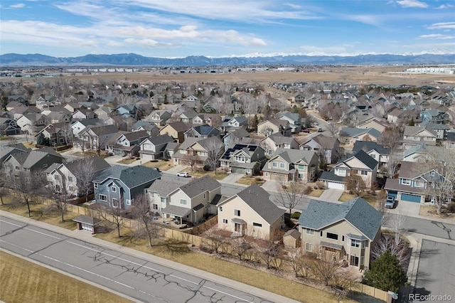 bird's eye view with a mountain view and a residential view