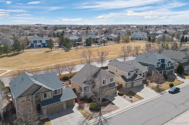 bird's eye view with a residential view