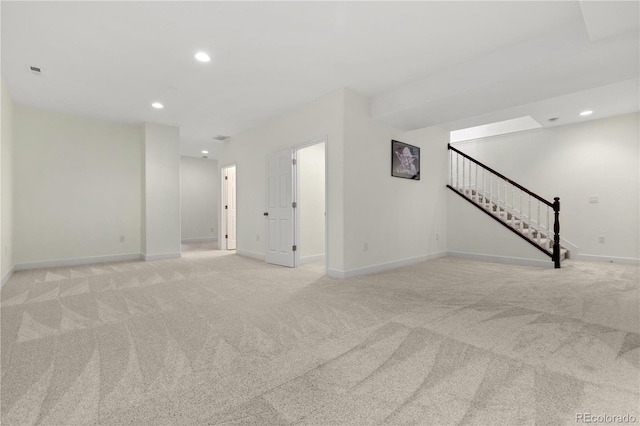 2490 Sagebrush St, Parker, CO 80138 - spare room featuring recessed lighting, light colored carpet, and stairs