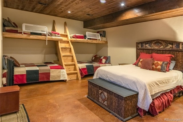 bedroom featuring wood ceiling