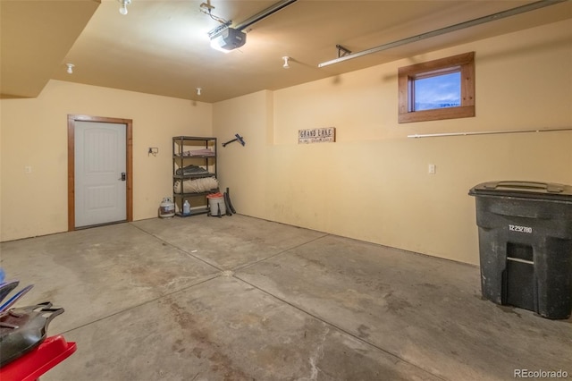 garage with a garage door opener