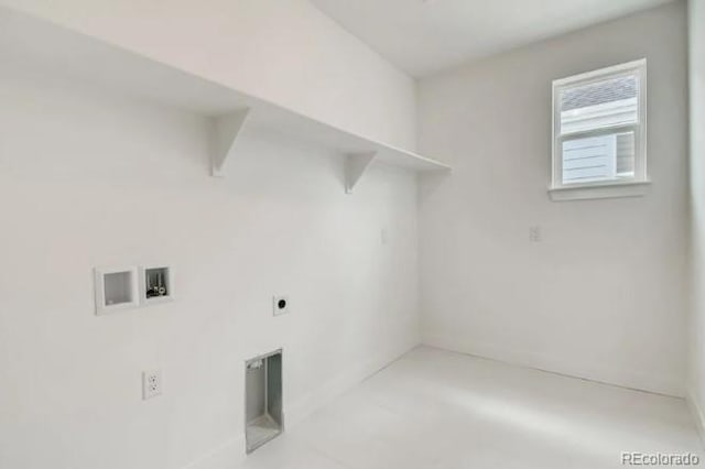 laundry room featuring washer hookup, baseboards, and electric dryer hookup