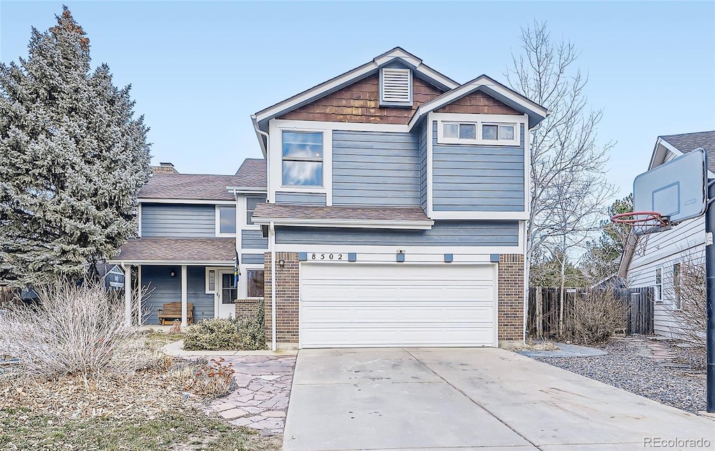 view of front of house with a garage