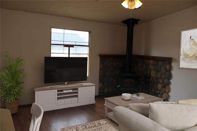 1692 US Highway 24, Leadville, CO 80461 - living area featuring wood finished floors and a wood stove