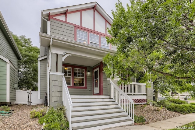 view of front of home with covered porch