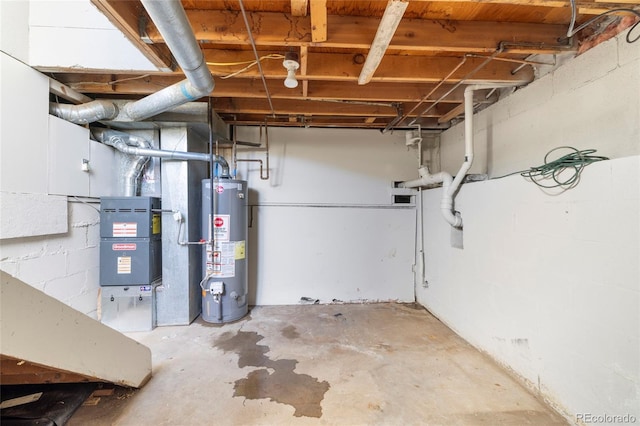 basement with gas water heater