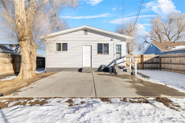 view of snow covered property