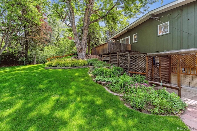 9113 E Evans Way, Denver, CO 80231 - view of green lawn with a deck