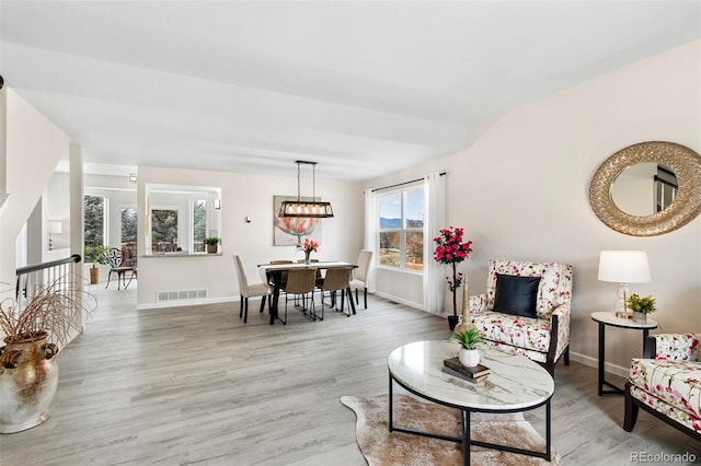 interior space with light hardwood / wood-style flooring