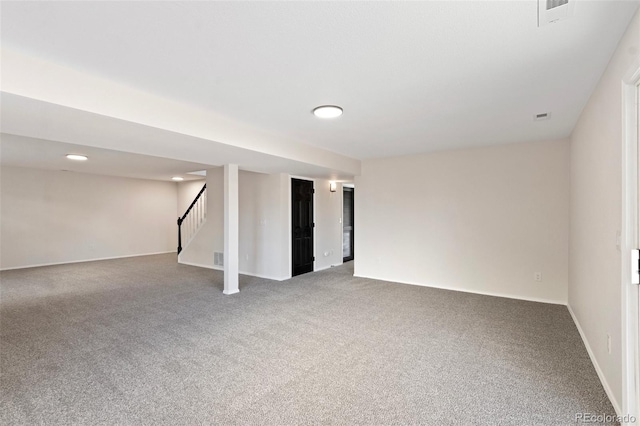 basement with carpet floors