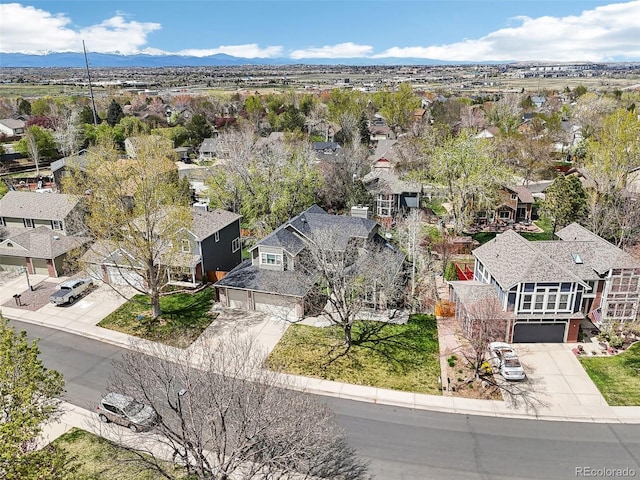 drone / aerial view with a residential view