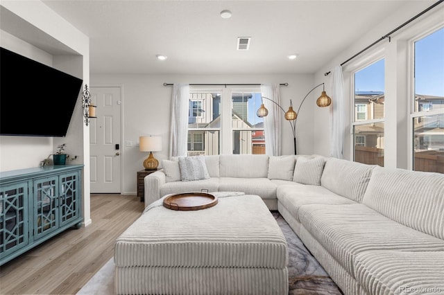 living room featuring light hardwood / wood-style floors