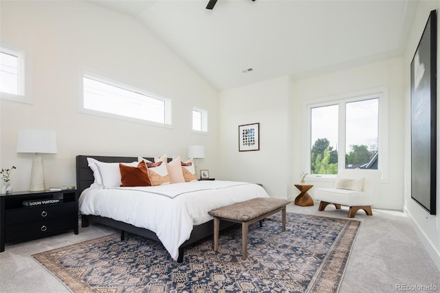 8230 W Tennessee Ct, Lakewood, CO 80226 - carpeted bedroom featuring vaulted ceiling and a ceiling fan