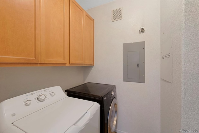 15700 E Jamison Dr Unit 3-307, Englewood, CO 80112 - laundry area with electric panel, cabinet space, and washing machine and clothes dryer