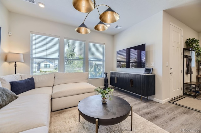 living room featuring light hardwood / wood-style flooring