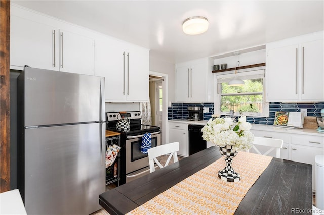916 E Ln Salle St, Colorado Springs, CO 80907 - kitchen featuring appliances with stainless steel finishes, decorative backsplash, light countertops, and white cabinets