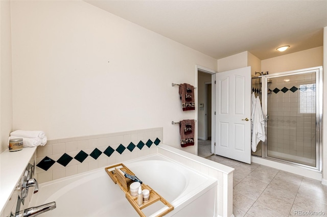 12000 Horseshoe Ln, Parker, CO 80138 - full bathroom featuring a bath, a shower stall, and tile patterned floors