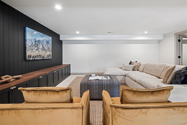 5290 Nassau Cir E, Cherry Hills Village, CO 80113 - home theater room featuring wood walls, visible vents, and recessed lighting