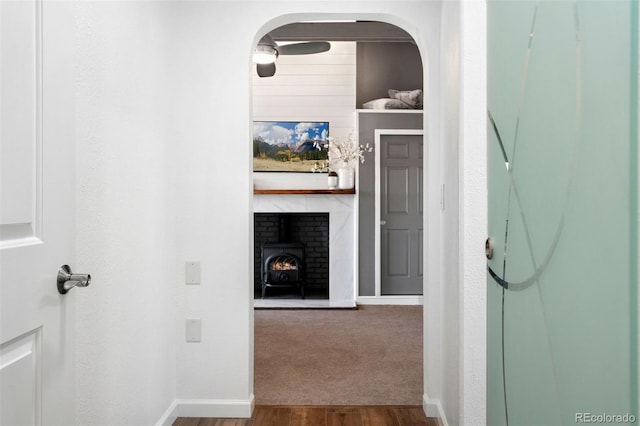 hall featuring wood-type flooring