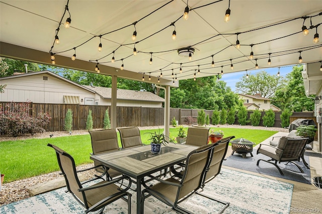 view of patio featuring an outdoor fire pit